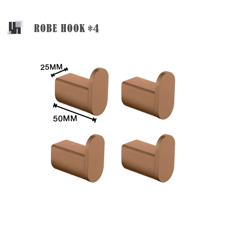 Brushed Rose Gold Wall Mount Shelf Toilet Bath Paper Holder Towel Bar Rack Rail Rod Robe Hook Hanger Bathroom Accessories