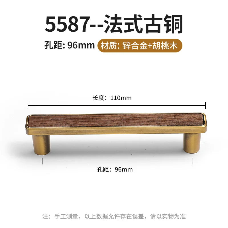 Antique Kitchen Cabinet Storage Handles Nordic Zinc Alloy+Wood Drawer Knobs Wardrobe Cupboard Door Pulls Home Furniture Handles