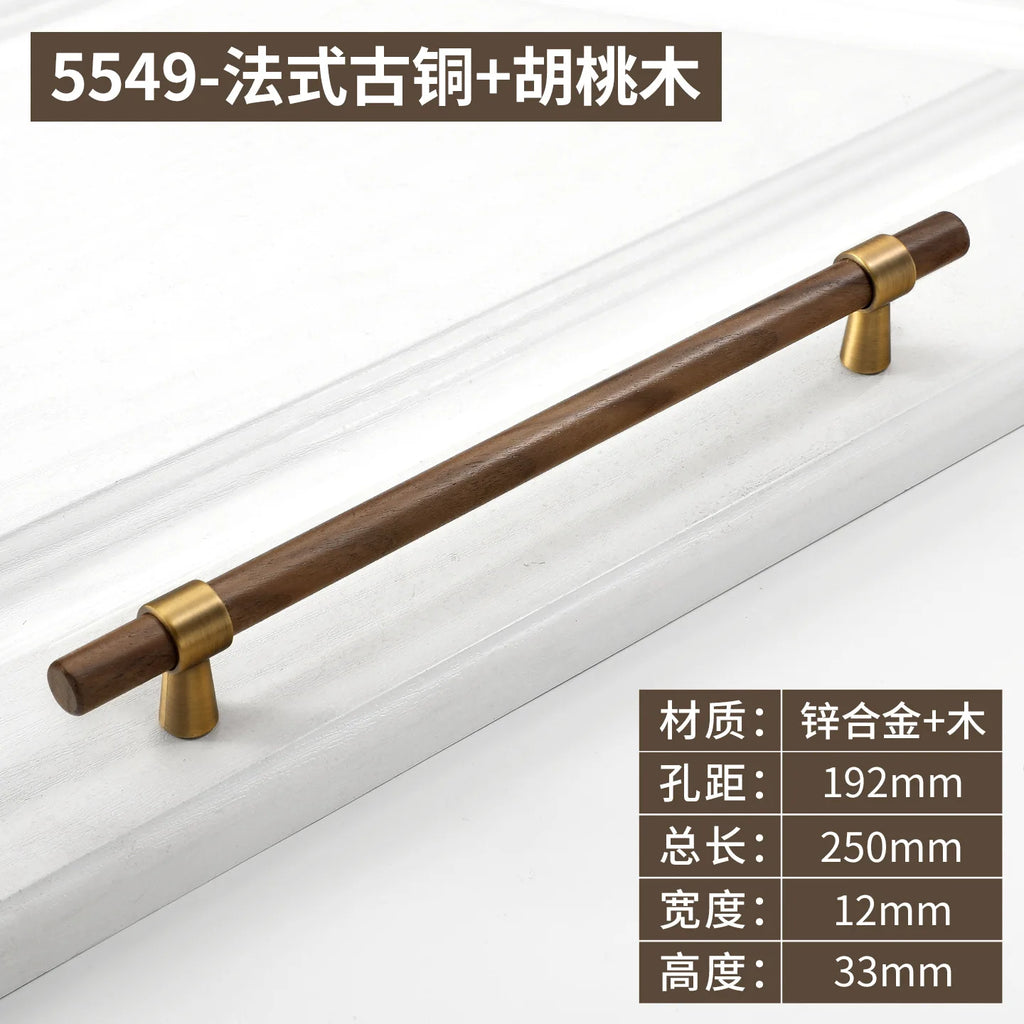 Antique Kitchen Cabinet Storage Handles Nordic Zinc Alloy+Wood Drawer Knobs Wardrobe Cupboard Door Pulls Home Furniture Handles