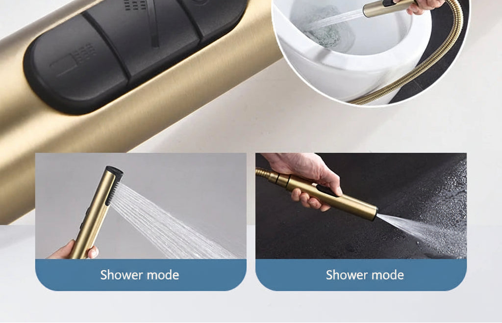 Brushed Rose Gold Brass Bidet Faucet Portable Toilet Bidet Sprayer Set Toilet Faucet Hygienic Shower Hot Cold Water Shoer Head