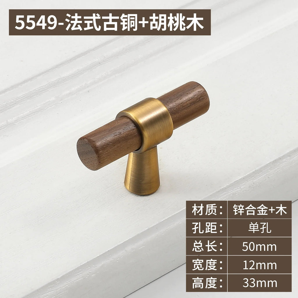 Antique Kitchen Cabinet Storage Handles Nordic Zinc Alloy+Wood Drawer Knobs Wardrobe Cupboard Door Pulls Home Furniture Handles