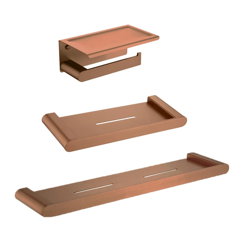 Brushed Rose Gold Wall Mount Shelf Toilet Bath Paper Holder Towel Bar Rack Rail Rod Robe Hook Hanger Bathroom Accessories