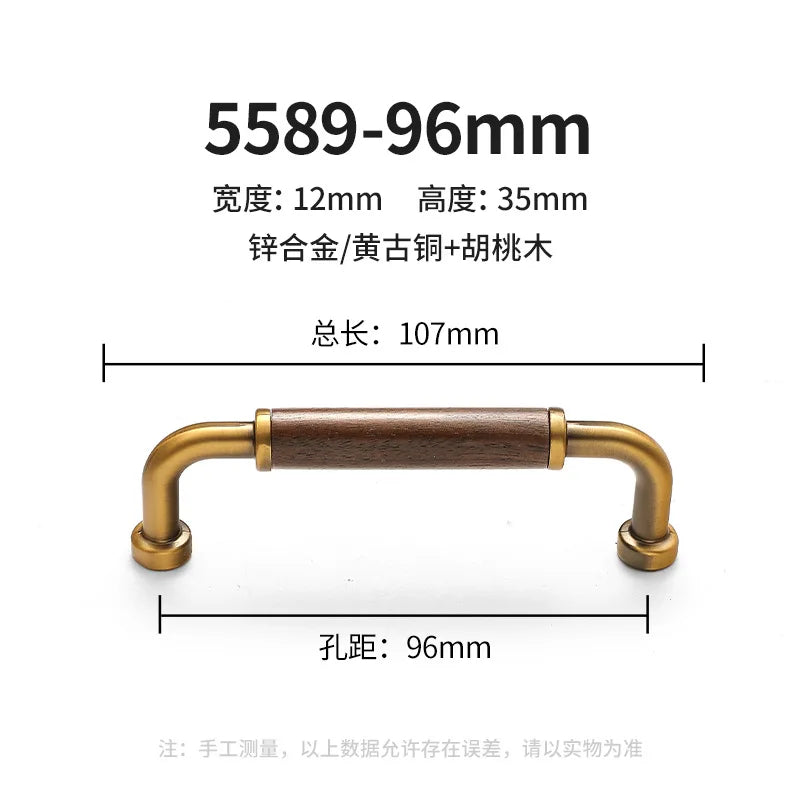 Antique Kitchen Cabinet Storage Handles Nordic Zinc Alloy+Wood Drawer Knobs Wardrobe Cupboard Door Pulls Home Furniture Handles