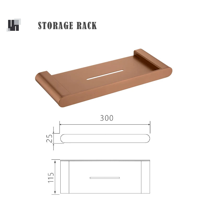 Brushed Rose Gold Wall Mount Shelf Toilet Bath Paper Holder Towel Bar Rack Rail Rod Robe Hook Hanger Bathroom Accessories