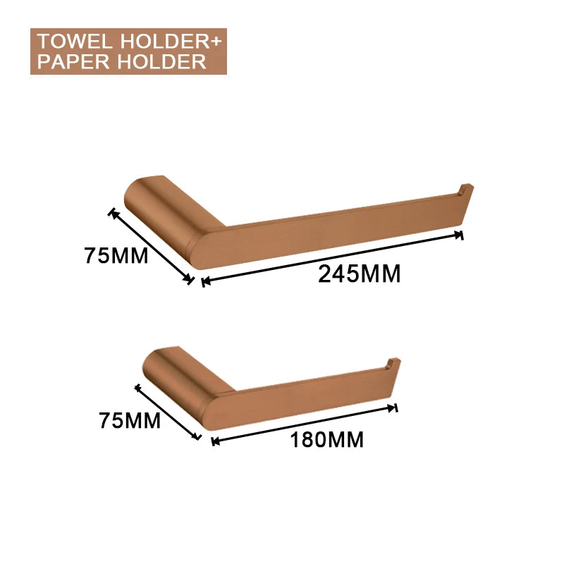 Brushed Rose Gold Wall Mount Shelf Toilet Bath Paper Holder Towel Bar Rack Rail Rod Robe Hook Hanger Bathroom Accessories