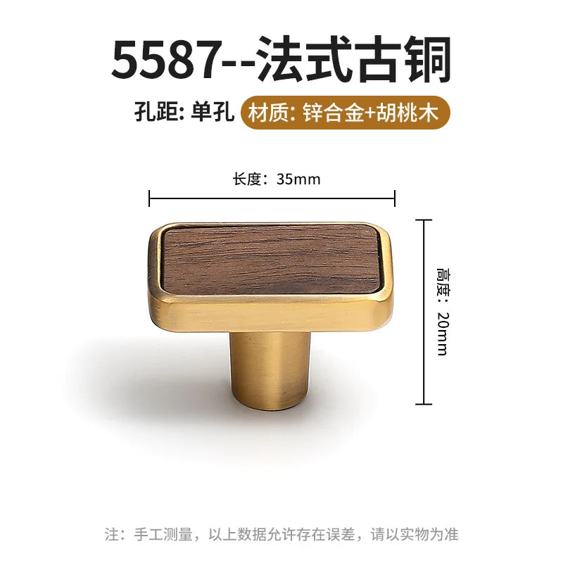 Antique Kitchen Cabinet Storage Handles Nordic Zinc Alloy+Wood Drawer Knobs Wardrobe Cupboard Door Pulls Home Furniture Handles
