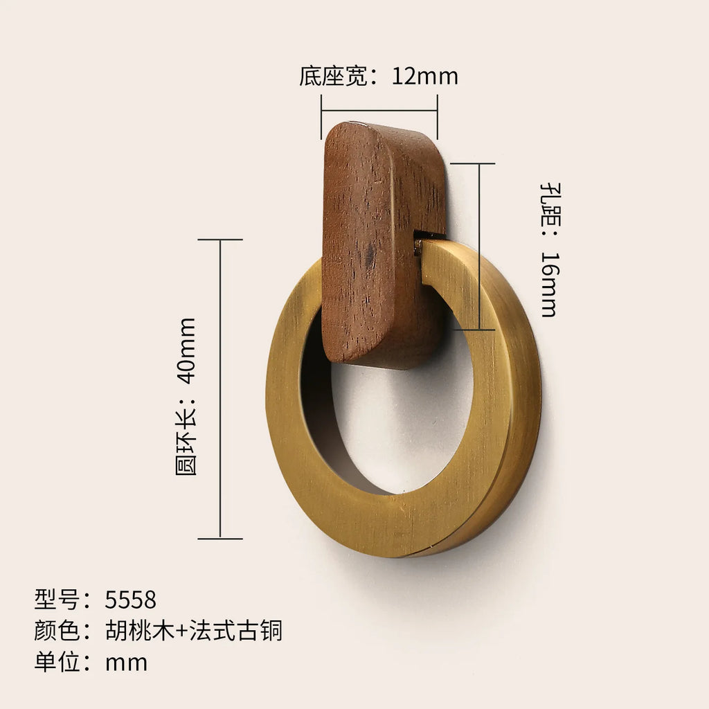 Antique Kitchen Cabinet Storage Handles Nordic Zinc Alloy+Wood Drawer Knobs Wardrobe Cupboard Door Pulls Home Furniture Handles