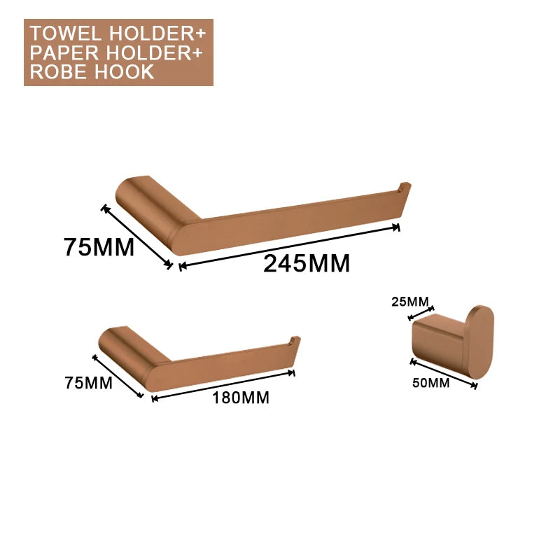 Brushed Rose Gold Wall Mount Shelf Toilet Bath Paper Holder Towel Bar Rack Rail Rod Robe Hook Hanger Bathroom Accessories