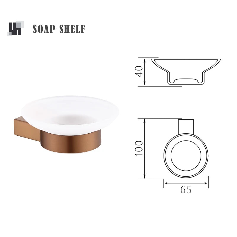 Brushed Rose Gold Wall Mount Shelf Toilet Bath Paper Holder Towel Bar Rack Rail Rod Robe Hook Hanger Bathroom Accessories