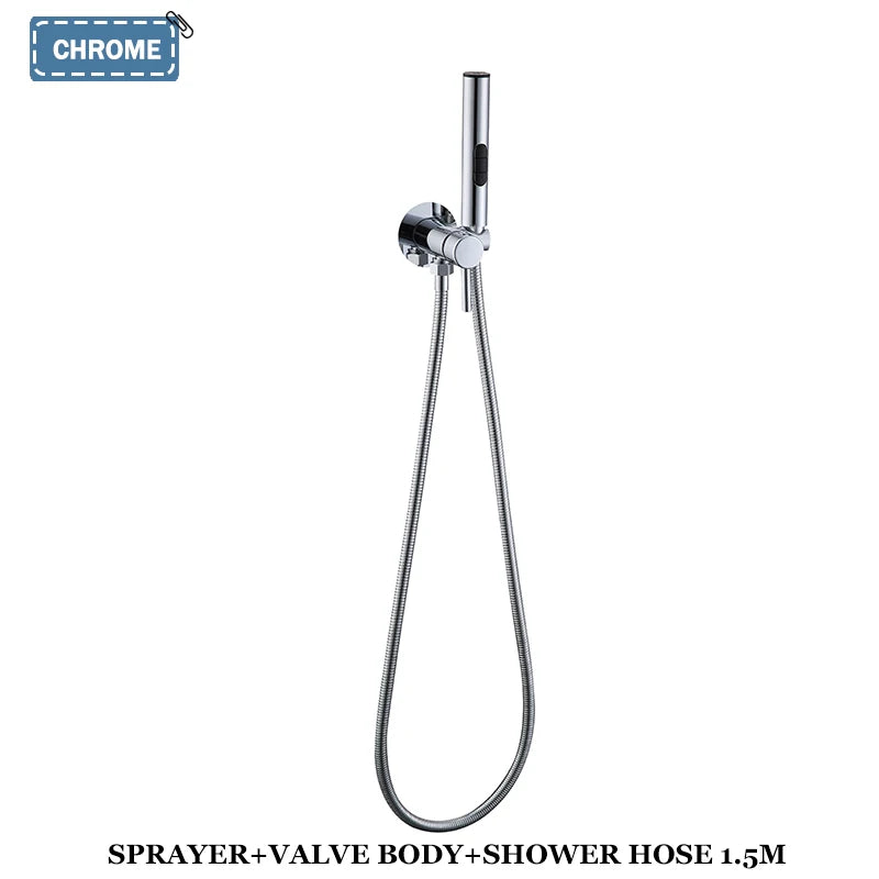 Brushed Rose Gold Brass Bidet Faucet Portable Toilet Bidet Sprayer Set Toilet Faucet Hygienic Shower Hot Cold Water Shoer Head