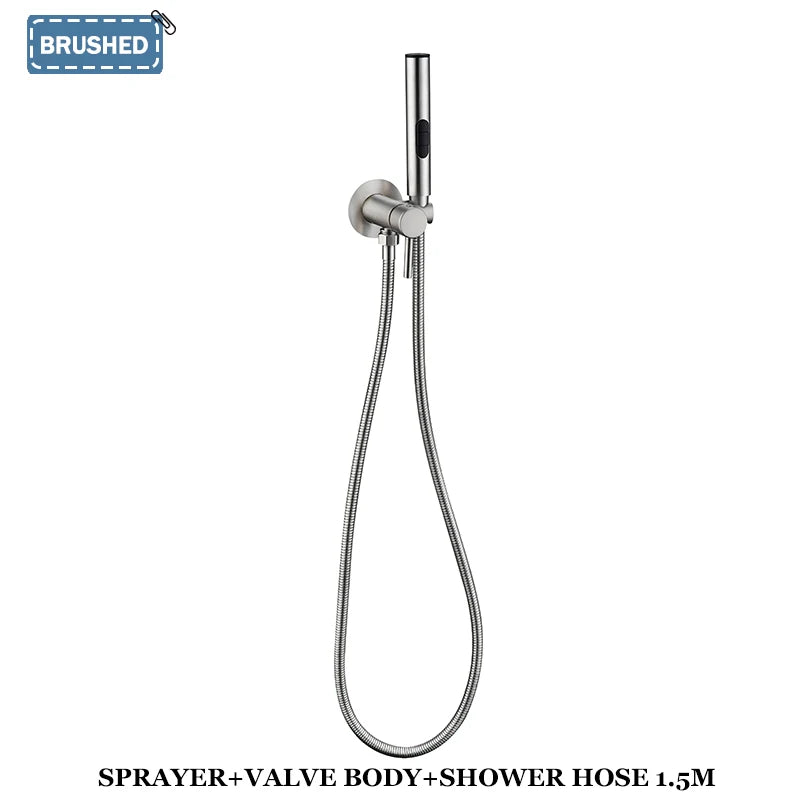 Brushed Rose Gold Brass Bidet Faucet Portable Toilet Bidet Sprayer Set Toilet Faucet Hygienic Shower Hot Cold Water Shoer Head