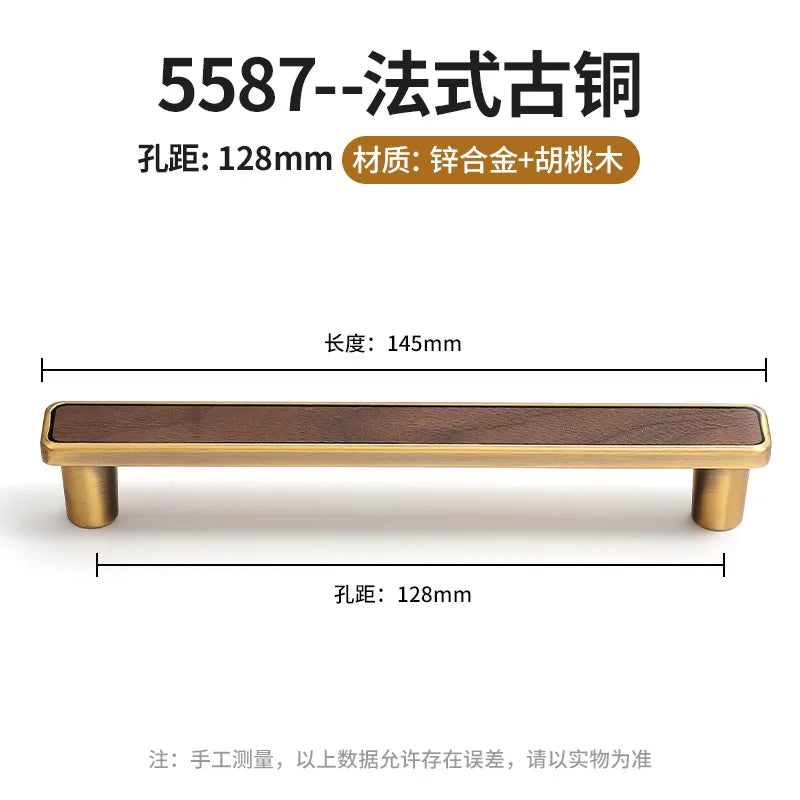 Antique Kitchen Cabinet Storage Handles Nordic Zinc Alloy+Wood Drawer Knobs Wardrobe Cupboard Door Pulls Home Furniture Handles