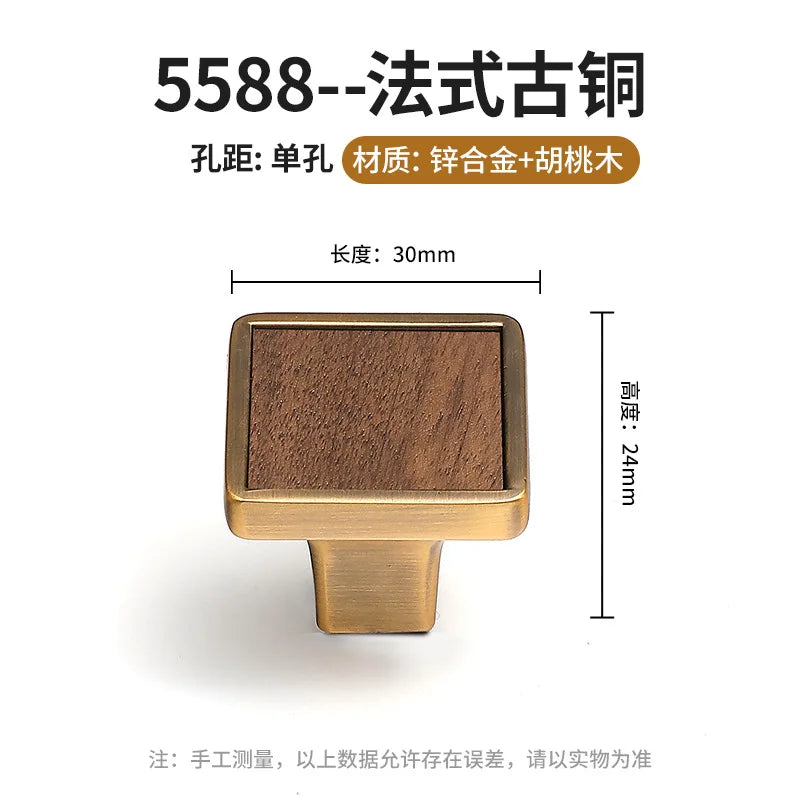Antique Kitchen Cabinet Storage Handles Nordic Zinc Alloy+Wood Drawer Knobs Wardrobe Cupboard Door Pulls Home Furniture Handles
